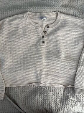 Sincerely Jules Cream Waffle Knit Henley